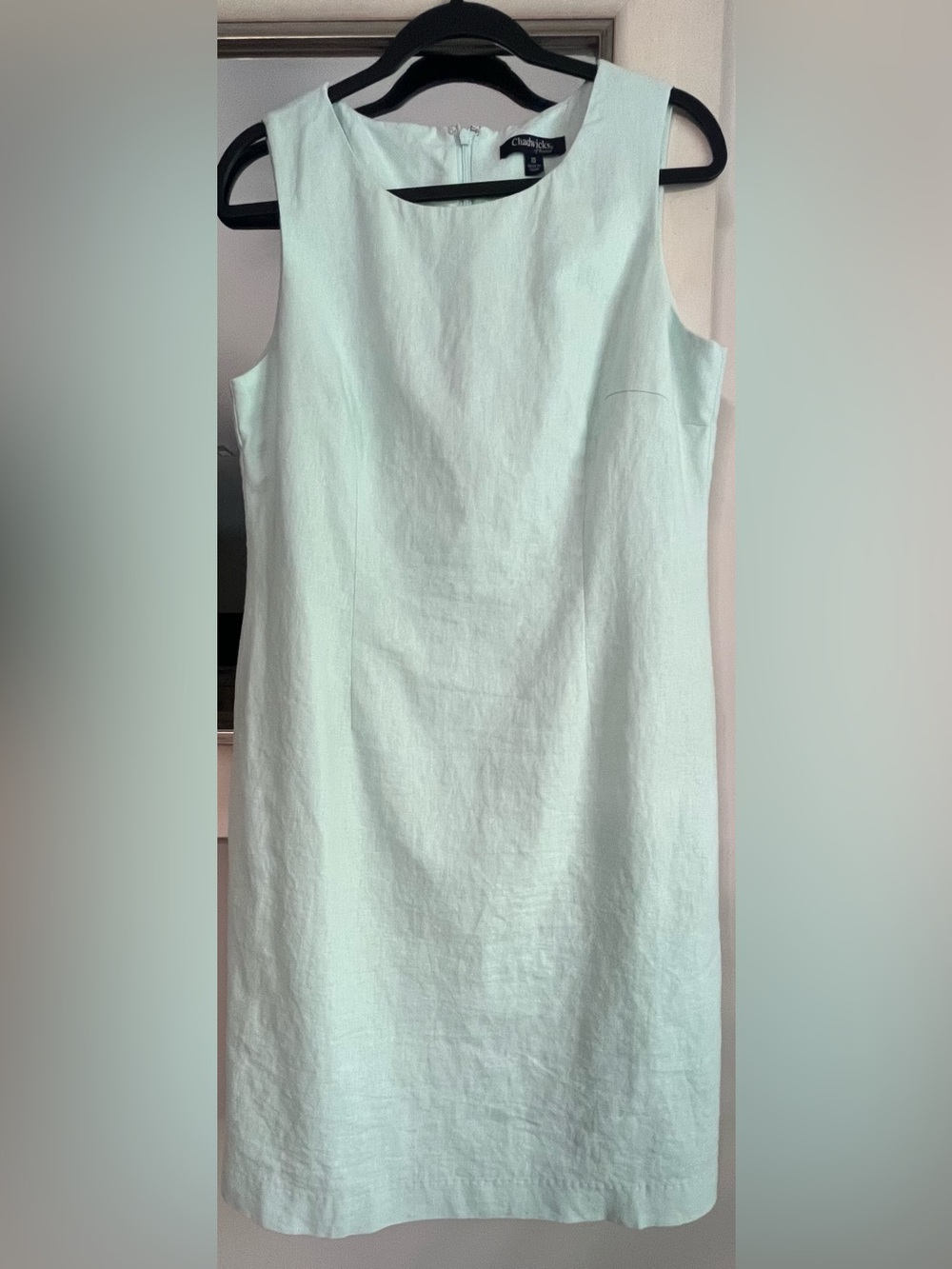 Chadwicks Vintage Y2K Mint Green Linen Blend Shift Dress Coastal Preppy Size 10